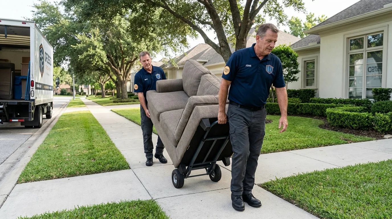 Local residential moving crew loading furniture in Carlisle, MA